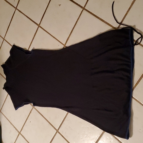 AX Armani Exchange Dress Size S black ribbed sweater dress and blue trim - Picture 5 of 11